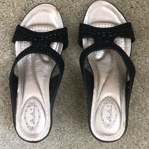 Black Velvet Flip Flop Sandals